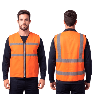 Chaleco GABARDINA PREMIUM con cierre y reflectivos.				
				
