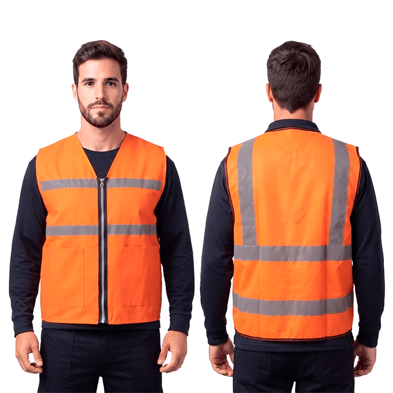 Chaleco GABARDINA PREMIUM con cierre y reflectivos.