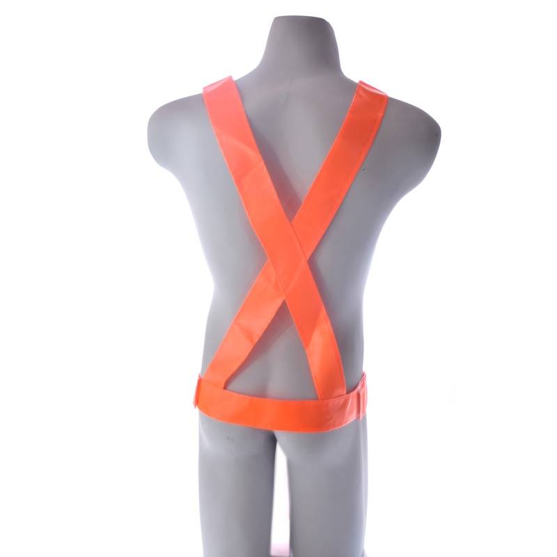 Bandolera de cinta fluo, sin reflectivos.